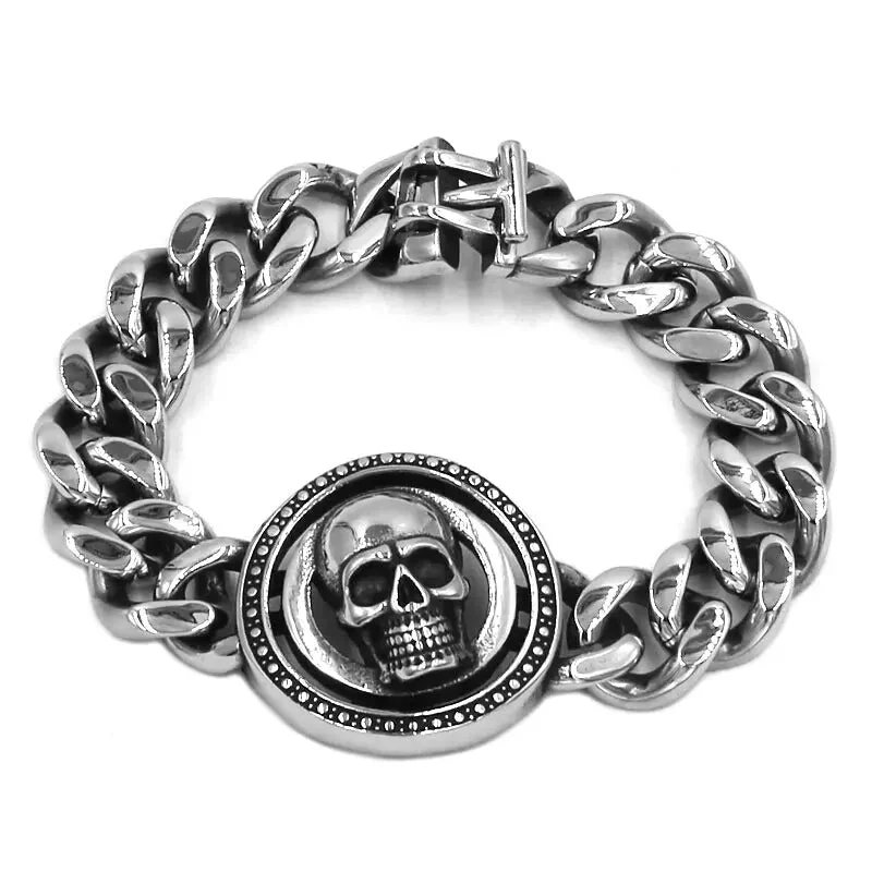 Ladies bracelets for escape elegance -Stainless Steel Gothic Skull Bracelet