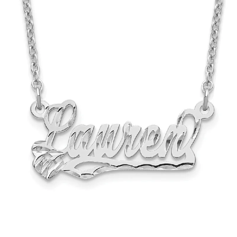 Ladies necklaces classic charm -Personalized Polished, Diamond-Cut Small Heart Name Necklace