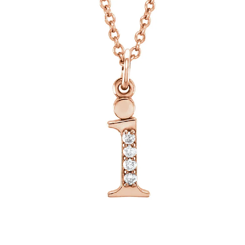 Ladies necklaces with flare pendants -The Abbey 14k Rose Gold Diamond Lower Case Initial 'i' Necklace 16 In