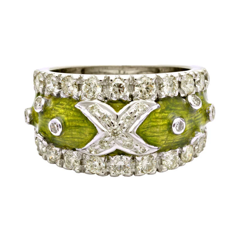 ladies-round-silver-rings-Ring- Diamond (Enamel)