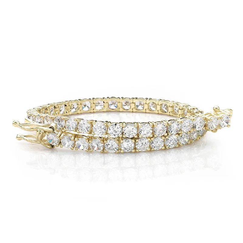 Ladies bracelets for meadow charm -Round Brilliant tennis bracelet with 8.5 carats* of diamond simulants in 10 carat yellow gold