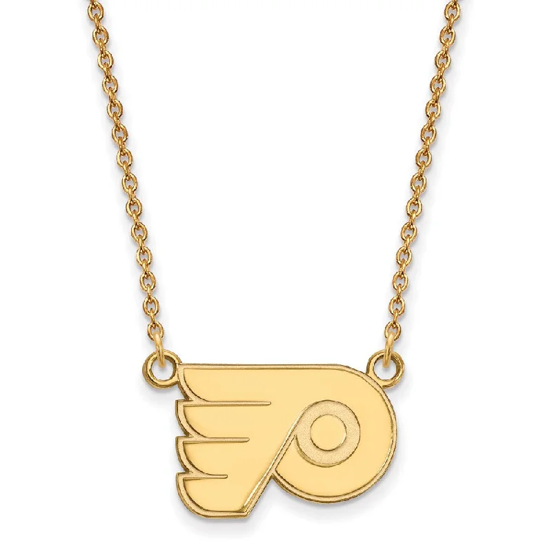 Ladies necklaces for adventure vibes -14k Yellow Gold NHL Philadelphia Flyers Small Necklace, 18 Inch