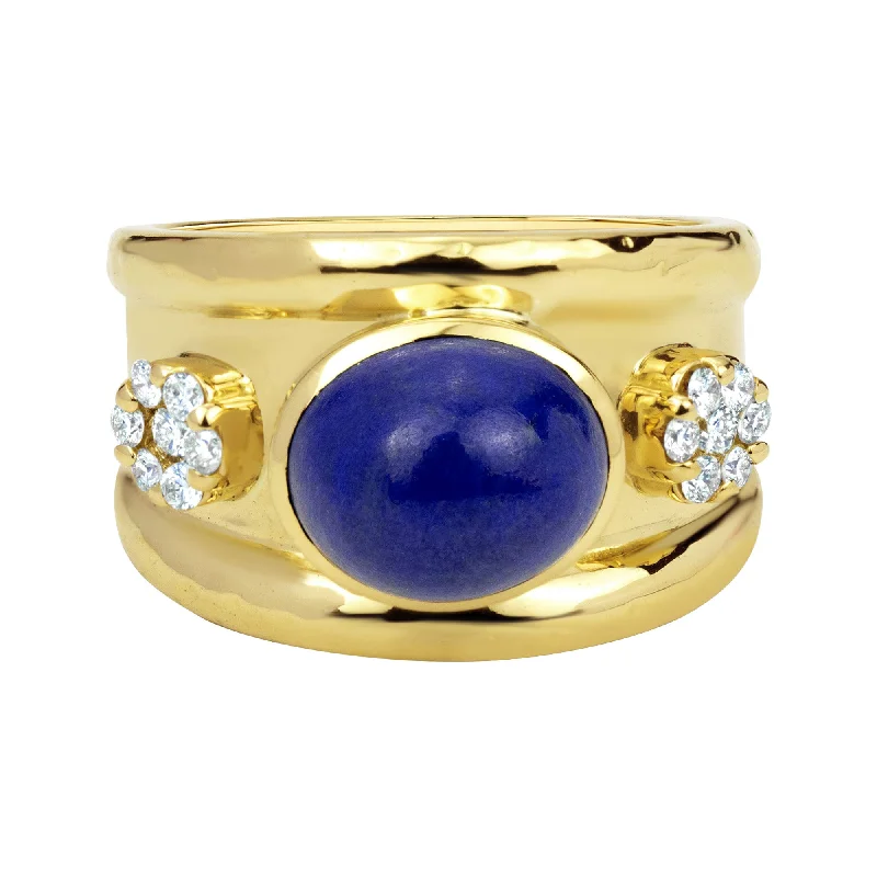 ladies-bridal-channel-set-rings-Ring - Lapis Lazuli And Diamond