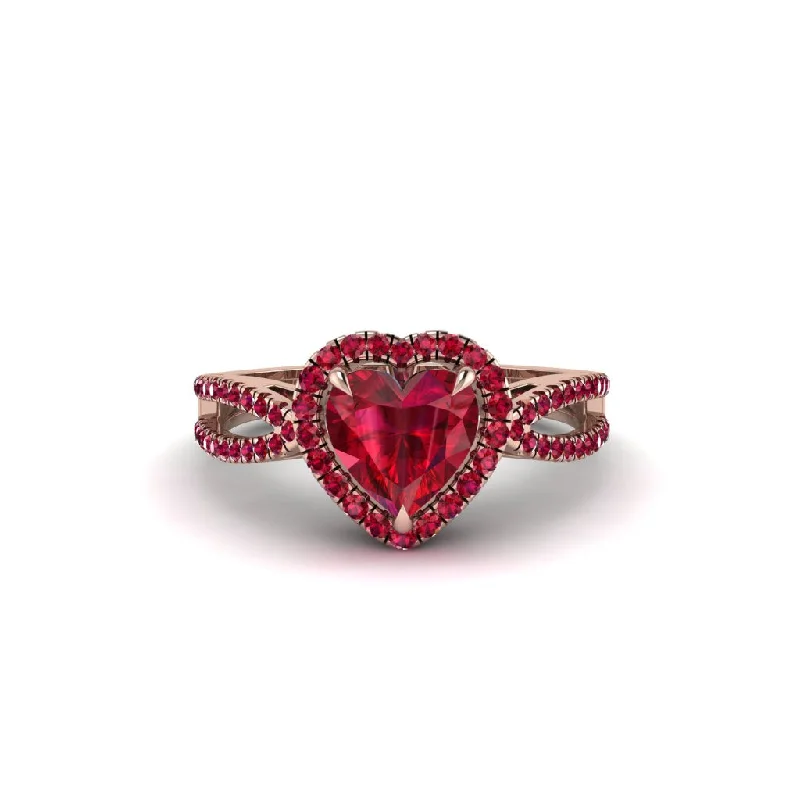 engagement-birthstone-bezel-set-rings-Heart's Ruby Embrace Engagement Ring - Alison No. 56