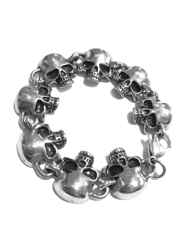 Ladies bracelets for leader elegance -Straight Face Skull  Bracelet