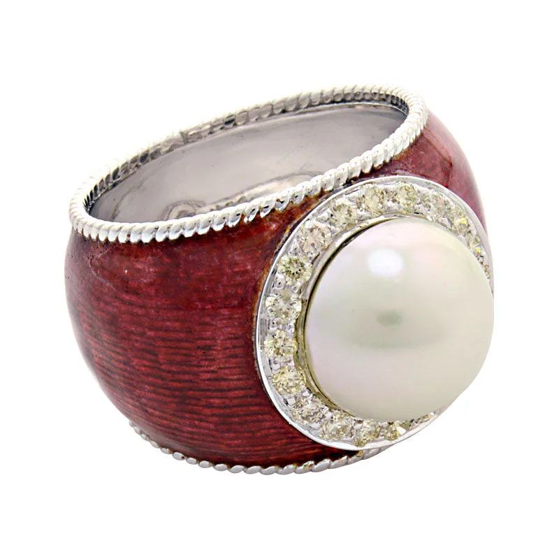 ladies-elegant-cathedral-rings-Ring-South Sea Pearl and Diamond (Enamel)