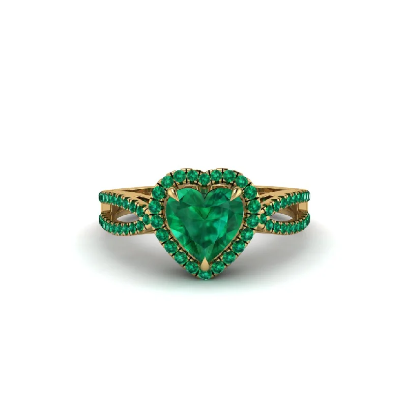 engagement-vintage-diamond-rings-Heart's Emerald Embrace Engagement Ring - Alison No. 19