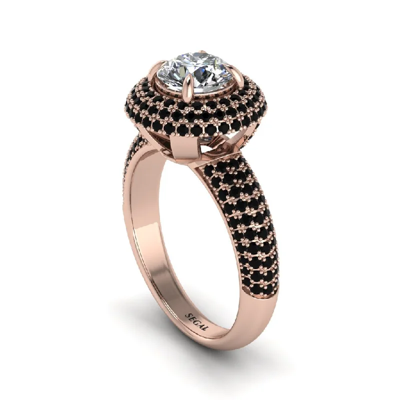 engagement-platinum-pave-set-rings-Diamond Golden Majesty Pave Halo Engagement Ring - Myra No. 32