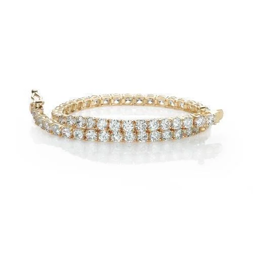 Ladies bracelets for buddy gifts -Round Brilliant tennis bracelet with 6.93 carats* of diamond simulants in 10 carat yellow gold