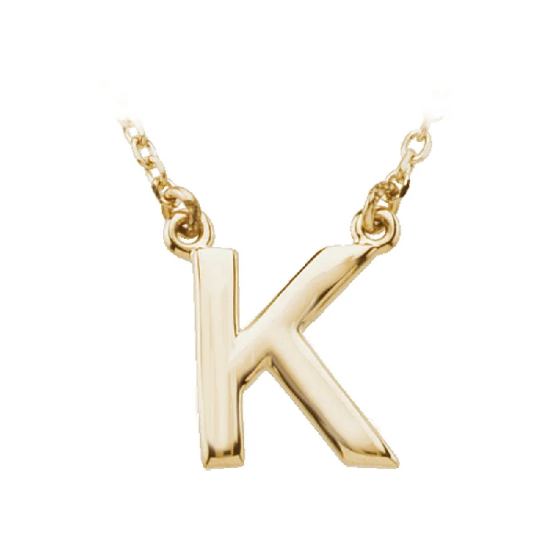 Ladies necklaces quirky elegance -14K Yellow Gold, Kendall Collection, Block Initial K Necklace, 16 Inch