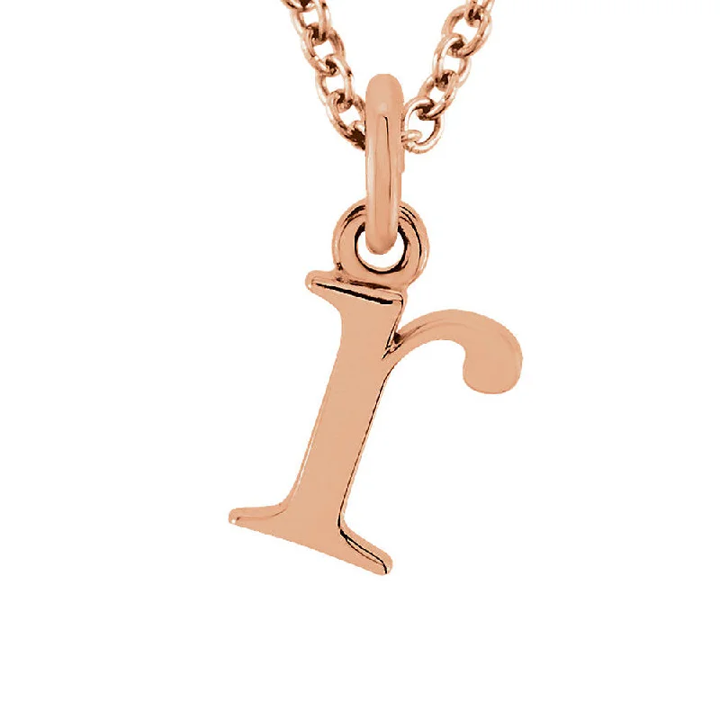 Ladies necklaces with shimmering beads -The Abbey Lower Case Initial 'r' Necklace in 14k Rose Gold, 16 Inch