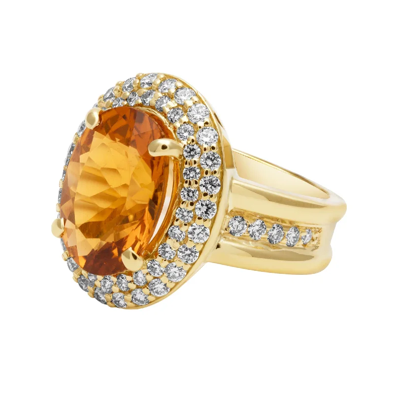 ladies-handmade-white-gold-rings-Ring - Citrine And Diamond