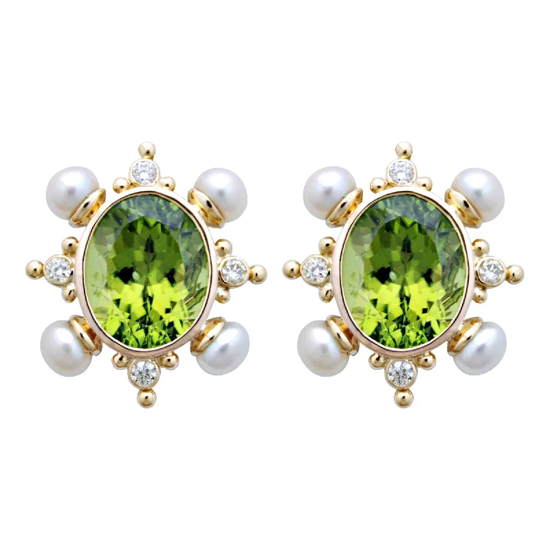 ladies-delicate-bar-drop-earrings-Earrings- Peridot, Pearl And Diamond (1876C)