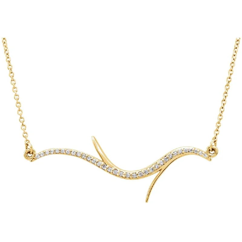 Ladies necklaces with orb pendants -1/8 Ctw Diamond Freeform Bar Necklace in 14k Yellow Gold, 18 Inch