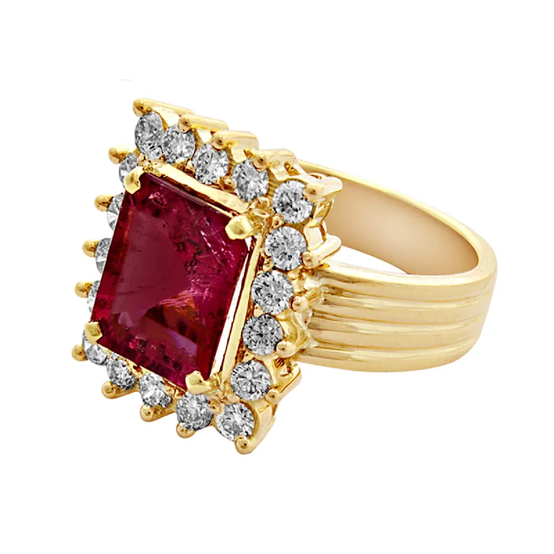 ladies-birthstone-cluster-rings-Ring-Rubellite and Diamond