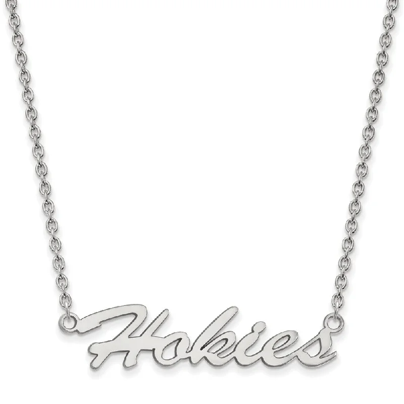 Ladies necklaces delicate charm -Sterling Silver Virginia Tech Medium Script 'Hokies' Pendant Necklace