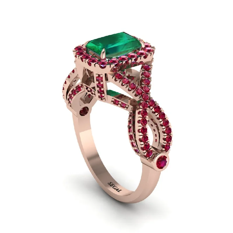 engagement-wedding-bezel-set-rings-Emerald  Halo Radiant Splendor Engagement Ring - Kaylani No. 50