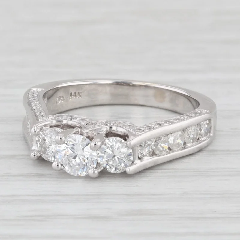 engagement-heart-vintage-inspired-rings-1.31ctw Round 3-Stone Diamond Engagement Ring 14k White Gold Size 6.75