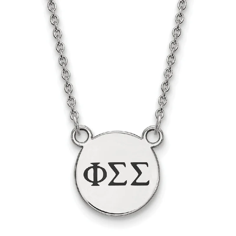 Ladies necklaces with lilac tourmaline -Sterling Silver Phi Sigma Sigma Small Enamel Greek Letters Necklace