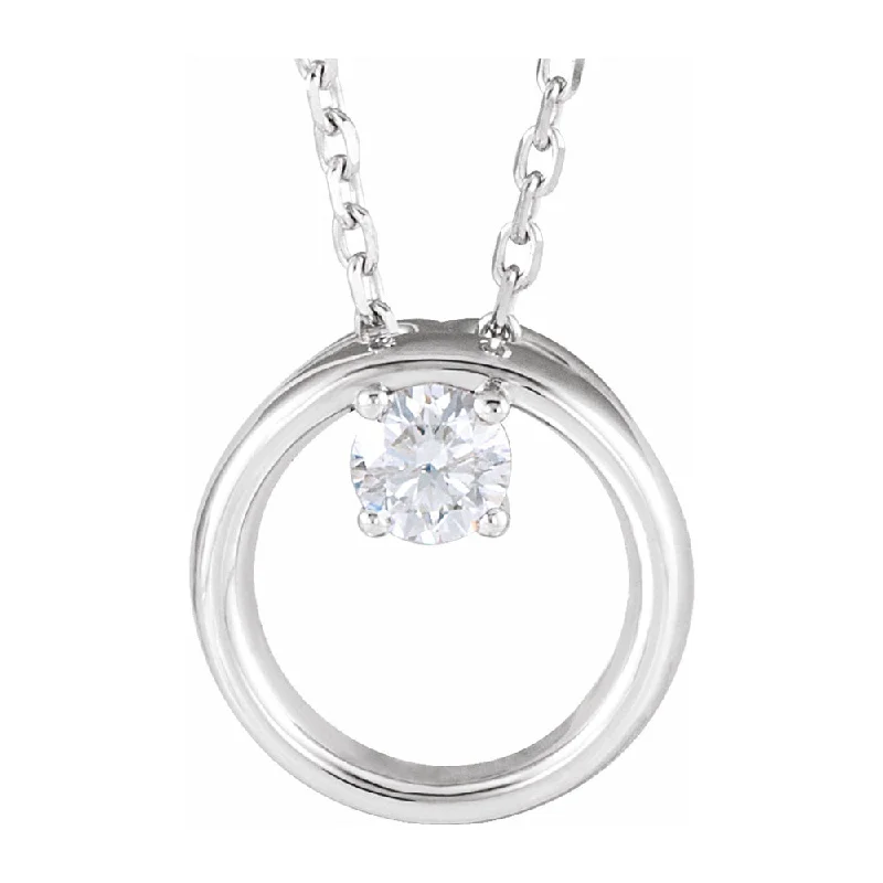 Ladies necklaces classic elegance -14K Yellow or White Gold 1/10 CT Diamond Circle Necklace, 16-18 Inch