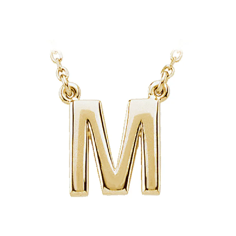 Ladies necklaces with whale pendants -14K Yellow Gold, Kendall Collection, Block Initial M Necklace, 16 Inch