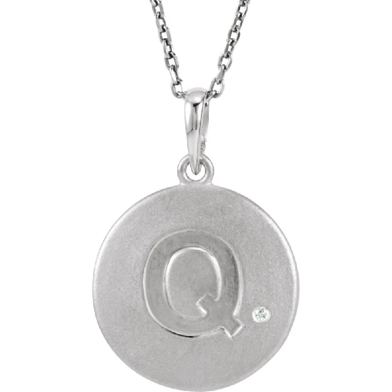 Ladies necklaces for hike charm -The Emma Sterling Silver Diamond Block Initial Q Disc Necklace, 18 In.