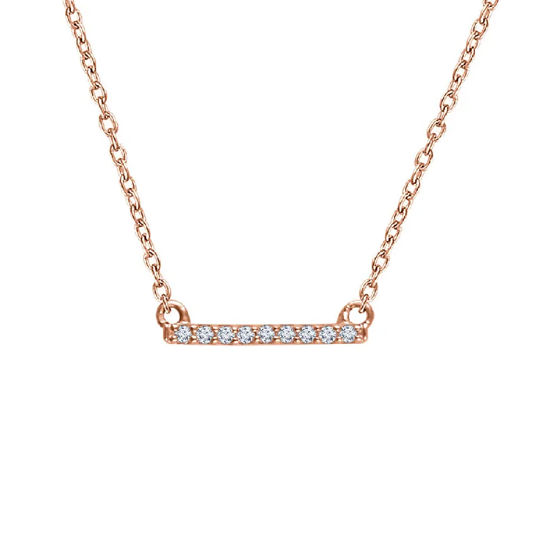 Ladies necklaces for escape charm -1/15 Ctw Diamond 12mm Bar Necklace in 14k Rose Gold, 16-18 Inch