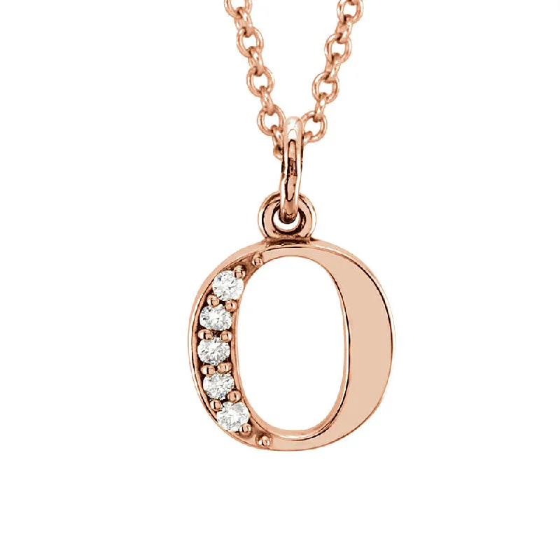 Ladies necklaces with violet charoite -The Abbey 14k Rose Gold Diamond Lower Case Initial 'o' Necklace 16 In