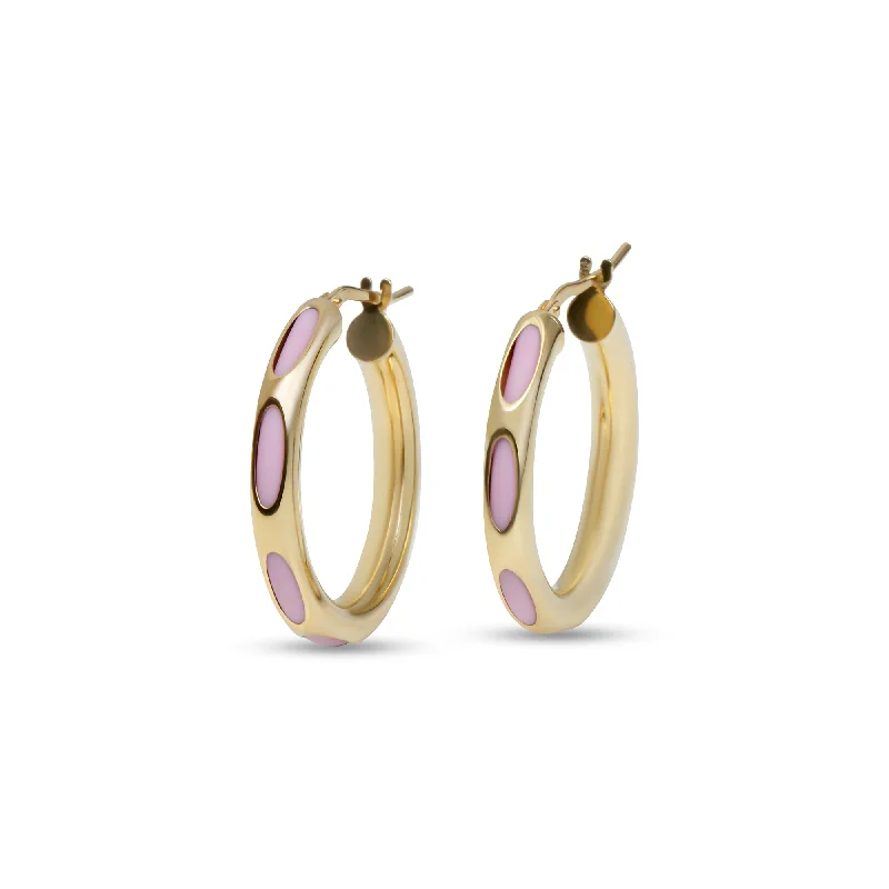 ladies-flower-mini-hoop-earrings-THE LUCY PINK TUBE HOOP EARRINGS