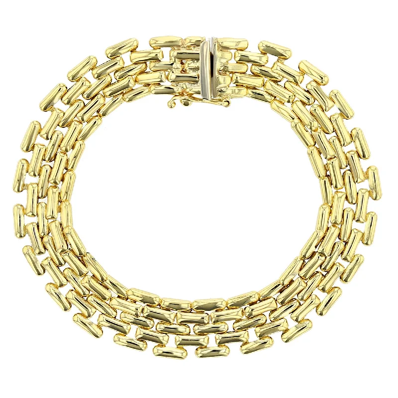 Ladies bracelets with sly charm -14K Gold 5 Row Flexible Panther Link Bracelet