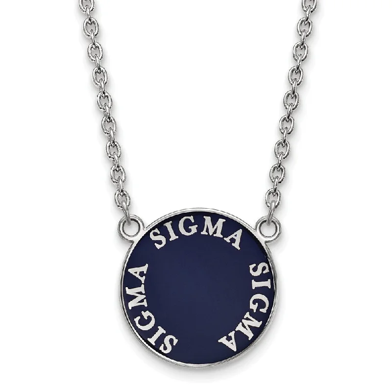 Ladies necklaces for tech vibes -Sterling Silver Sigma Sigma Sigma Large Enamel Disc Necklace