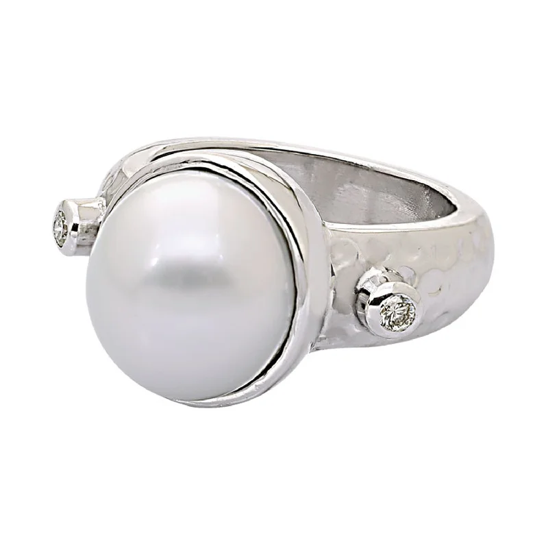 ladies-heart-cluster-rings-Ring- South Sea Pearl And Diamond