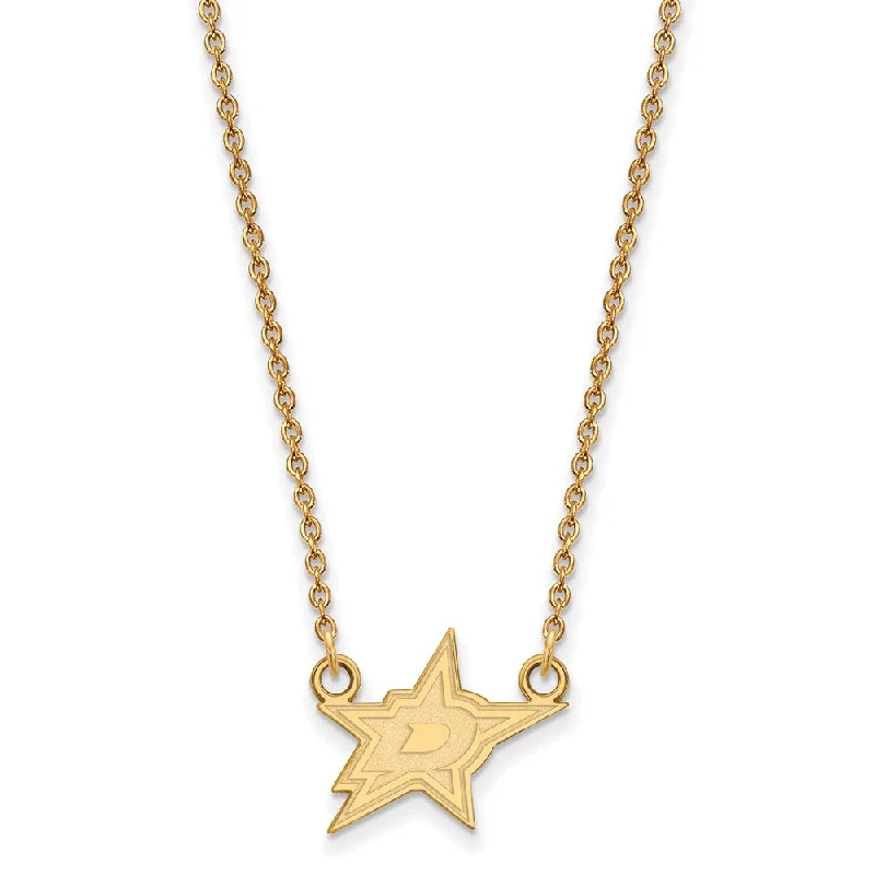 Ladies necklaces cute elegance -10k Yellow Gold NHL Dallas Stars Small Necklace, 18 Inch