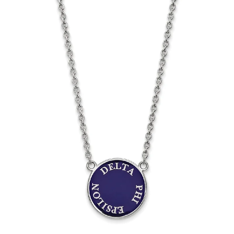 Ladies necklaces light elegance -Sterling Silver Delta Phi Epsilon Large Enamel Disc Necklace