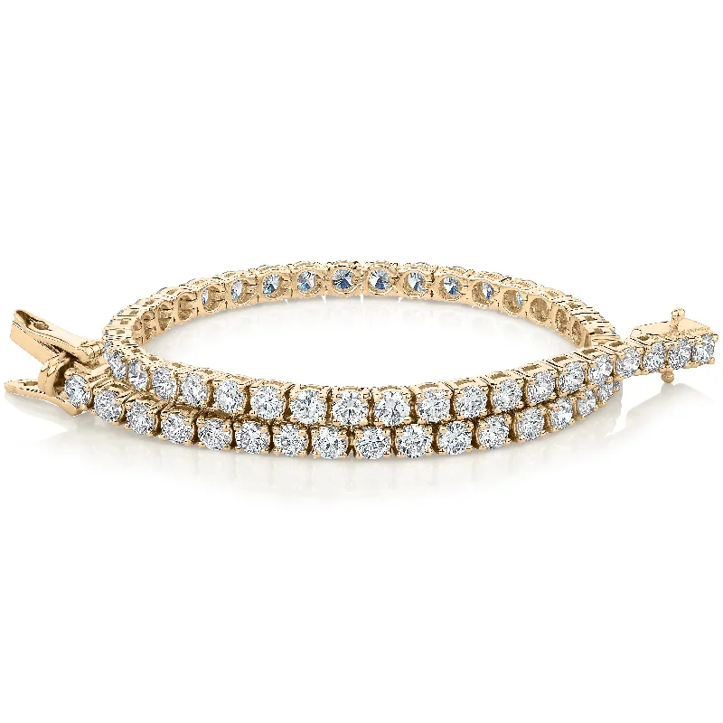 Ladies bracelets luxe vibes -Signature Simulant Diamond 5 carat* TW round brilliant tennis bracelet in 10 carat yellow gold