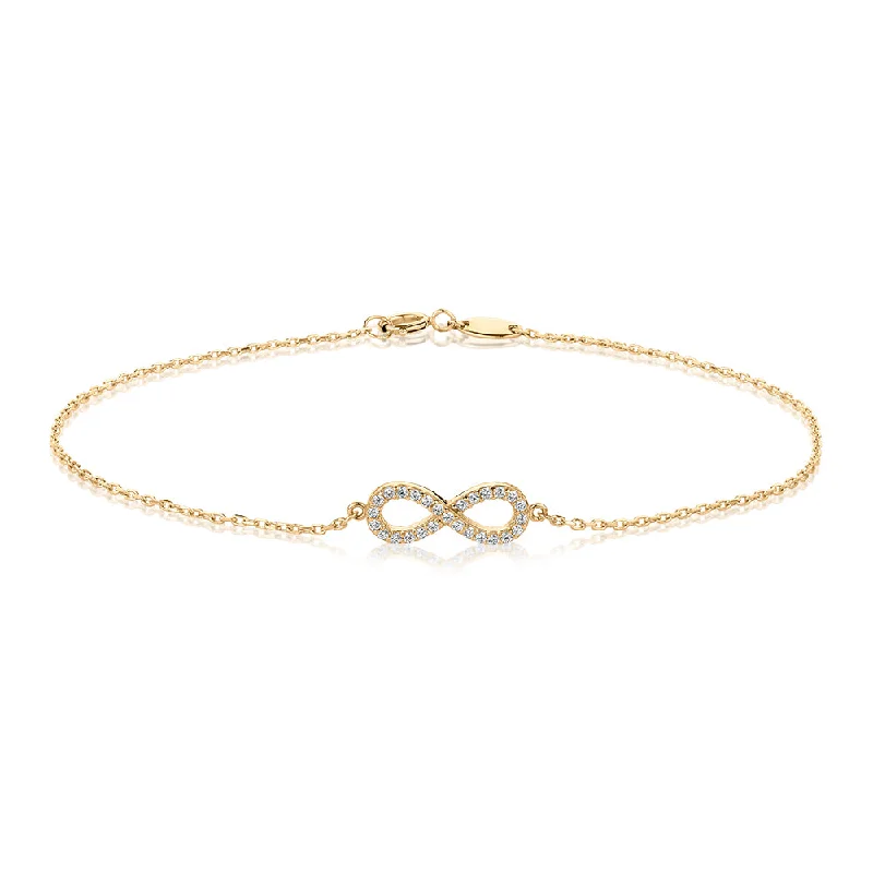 Ladies bracelets dazzling elegance -Bracelet with diamond simulants in 10 carat yellow gold