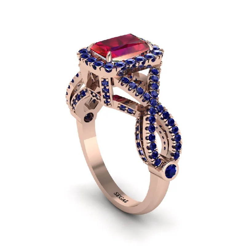 engagement-rose-gold-bezel-set-rings-Ruby  Halo Radiant Splendor Engagement Ring - Kaylani No. 71