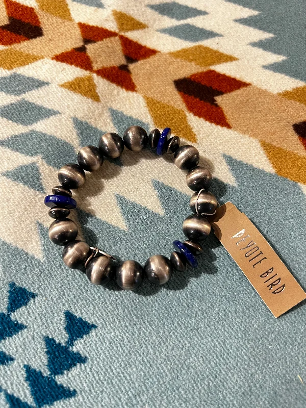 Ladies bracelets thin elegance -12mm Navajo Pearl and Lapis Bracelet