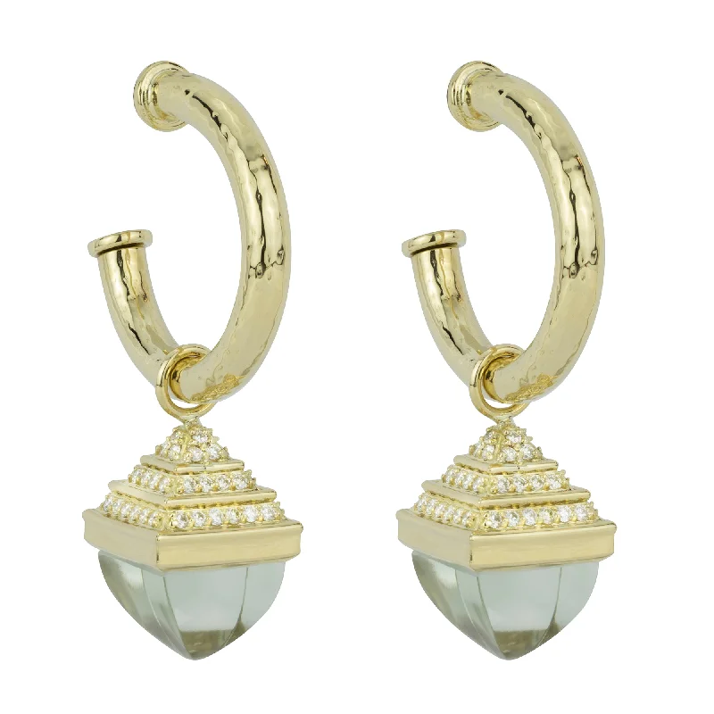 ladies-bridal-teardrop-earrings-Earrings - Green Quartz And Diamond (2262I)