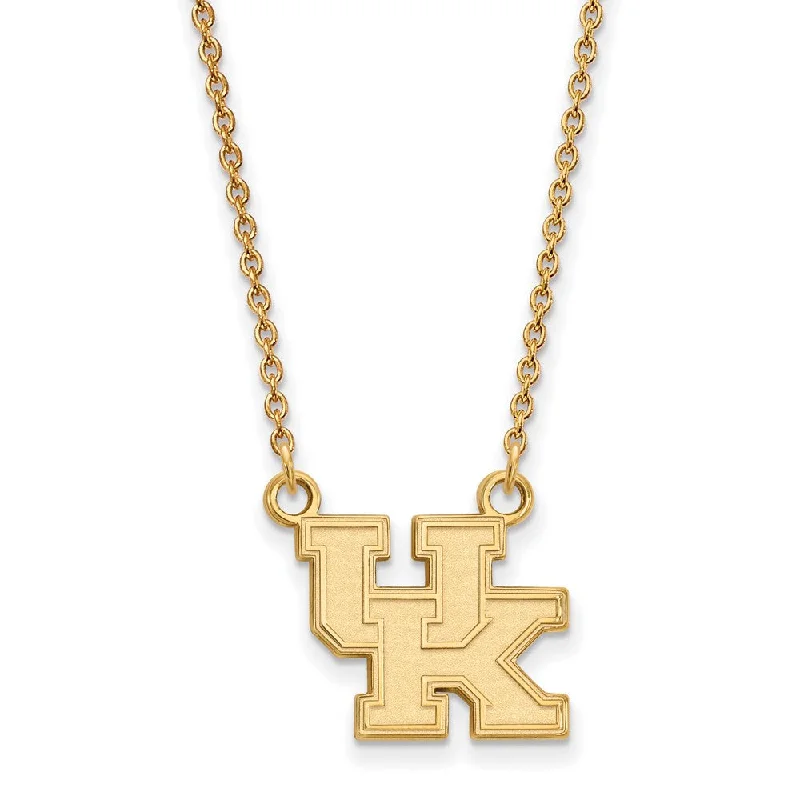 Ladies necklaces with glow elegance -14k Gold Plated Silver U of Kentucky Small 'UK' Pendant Necklace