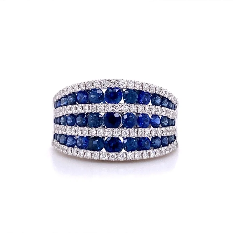 ladies-vintage-diamond-rings-Sapphire and Diamond Cocktail Ring in White Gold by Zeghani