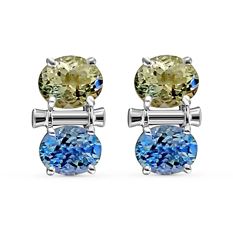 ladies-affordable-pearl-earrings-Earrings- Blue Topaz, Green Quartz and Diamond (284CS)