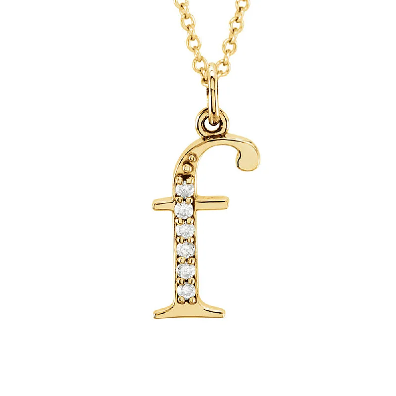 Ladies necklaces for reader charm -The Abbey 14k Yellow Diamond Lower Case Initial 'f' Necklace 16 Inch