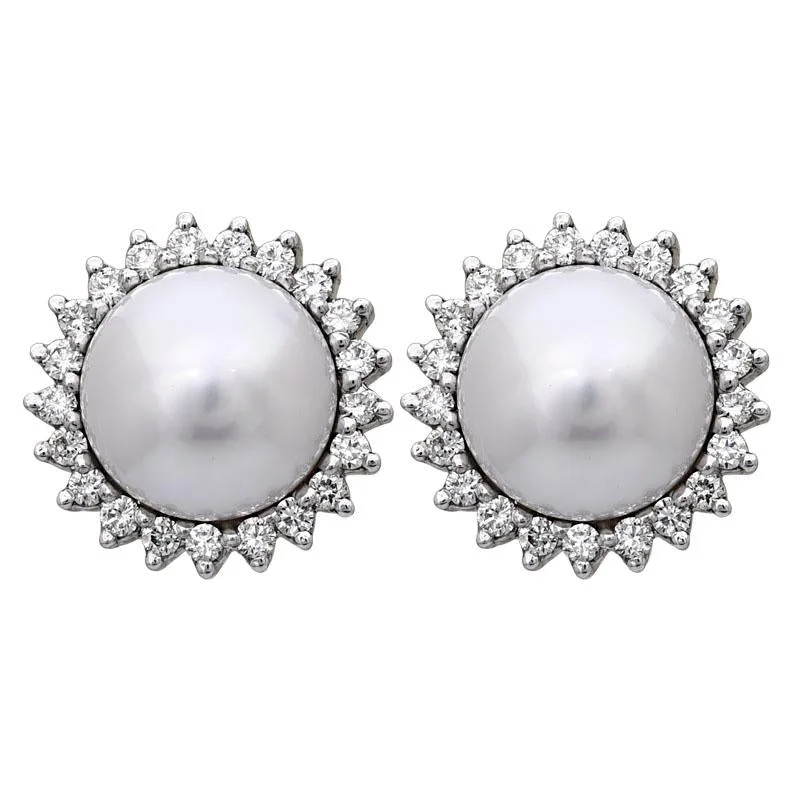 ladies-crystal-rose-gold-earrings-Repair - Earrings - South Sea Pearl and Diamond (205FS)