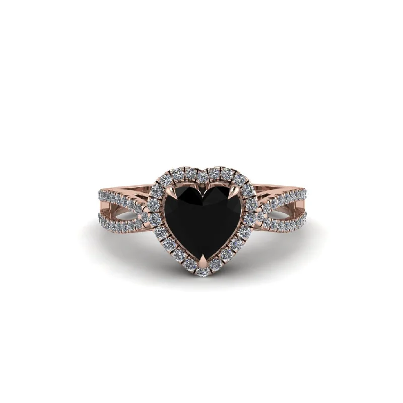 engagement-pear-cut-rose-gold-rings-Heart's Black Diamond Embrace Engagement Ring - Alison No. 8