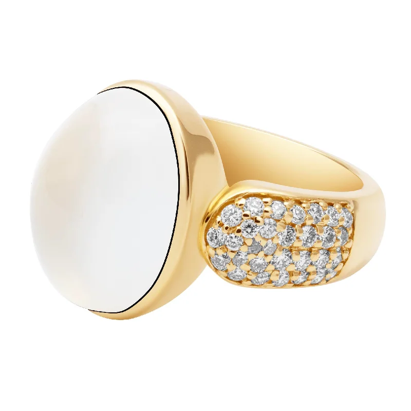 ladies-classic-platinum-rings-Ring - Moon Stone And Diamond