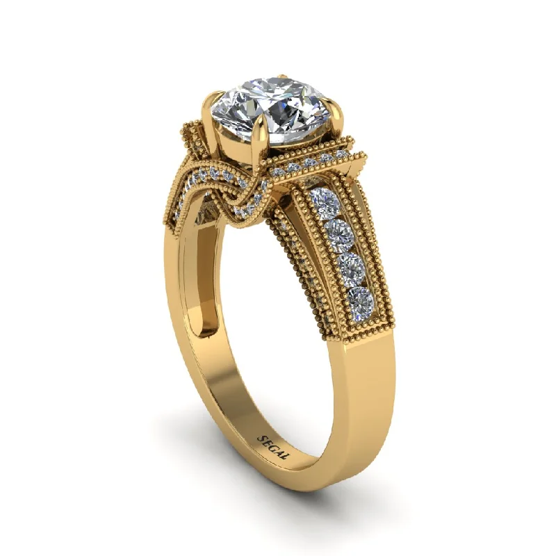 engagement-emerald-cut-diamond-rings-Diamond Eternal Embrace Milgrain Engagement Ring - Fernanda No. 1