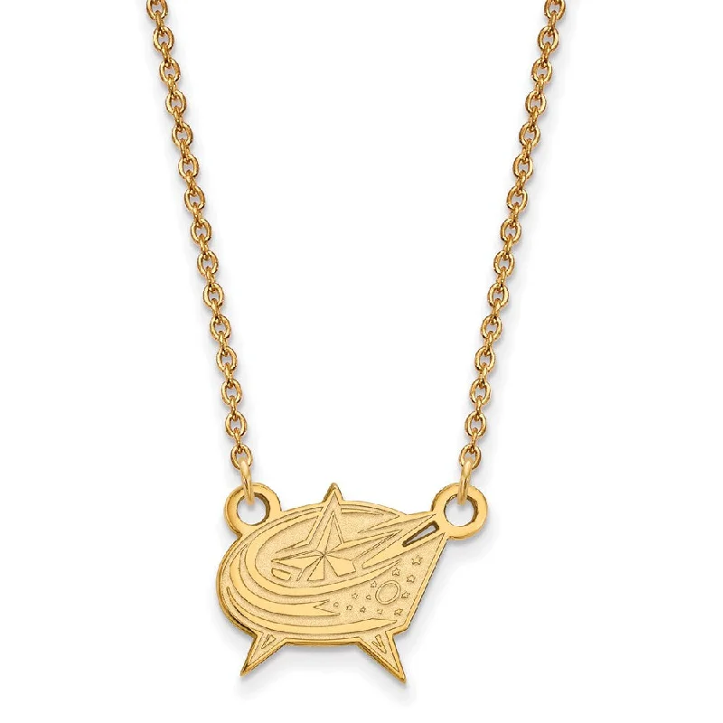 Ladies necklaces tailored elegance -14k Yellow Gold NHL Columbus Blue Jackets Small Necklace, 18 Inch