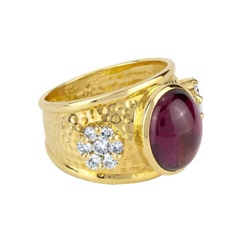 ladies-classic-rose-gold-rings-Ring- Rubellite And Diamond