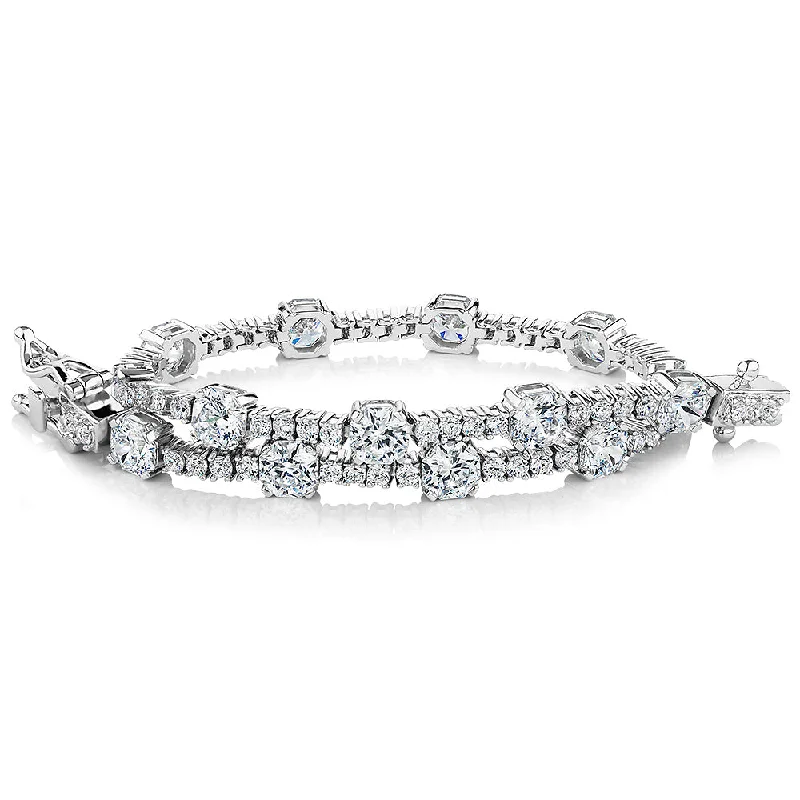 Ladies bracelets with resin inlays -Round Brilliant tennis bracelet with 8.15 carats* of diamond simulants in sterling silver